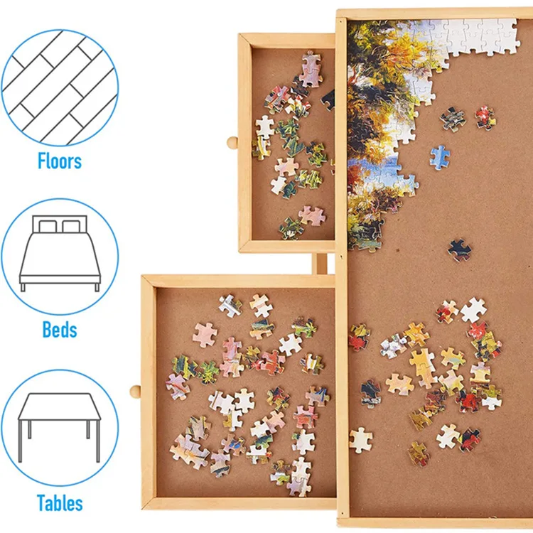 Table de puzzle pliante avec tiroirs pour jeux de société, meilleur cadeau,  capacité, 1500