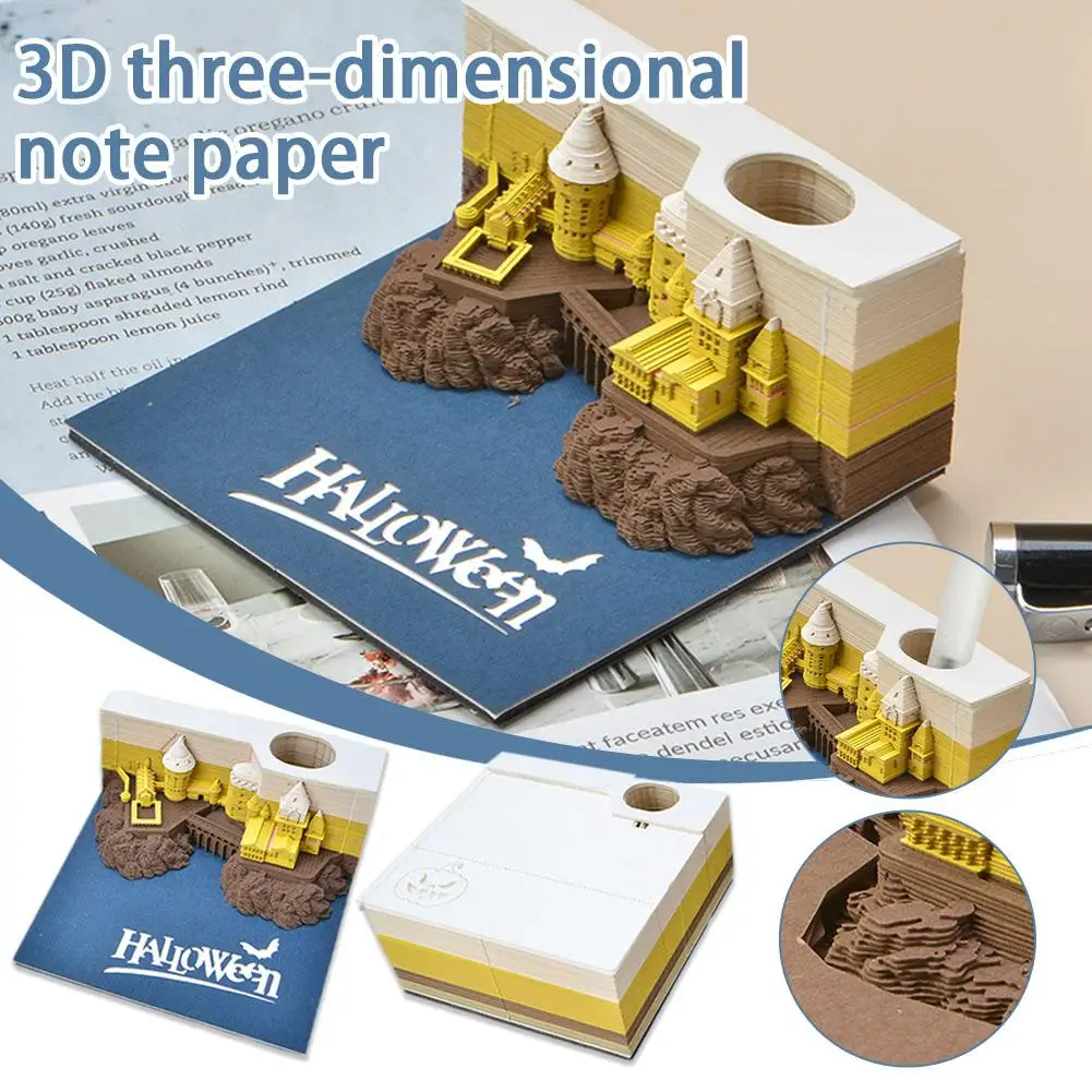 

Magic Castle 3D Notepad Weekly Calendar Mini Treehouse Notes Pad Paper Notes Birthday Offices Xmas Supplies Calendar 2024 M G1X5
