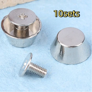 10sets Metal Bag Legs Bottom Rivets For DIY Leather Studs Bag Wear Protection Rivets For Bag Bottom Bag Belt Accessories