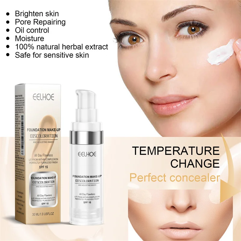 Liquid Concealer Makeup Concealer Waterproof Concealer Face Concealer Concealer Foundation Cream New Color Changing Liquid Foundation Moisturizing Concealer Cream Oil-control Brighten Waterproof Long Lasting Cosmetics Makeup
