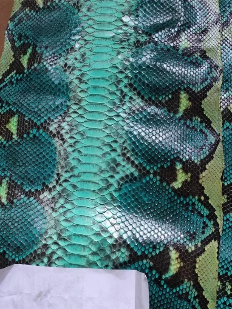 Fashion Genuine Leather Fabric High Quality Handmade Blue Green Python Skin Accessory DIY For Wallet Belt