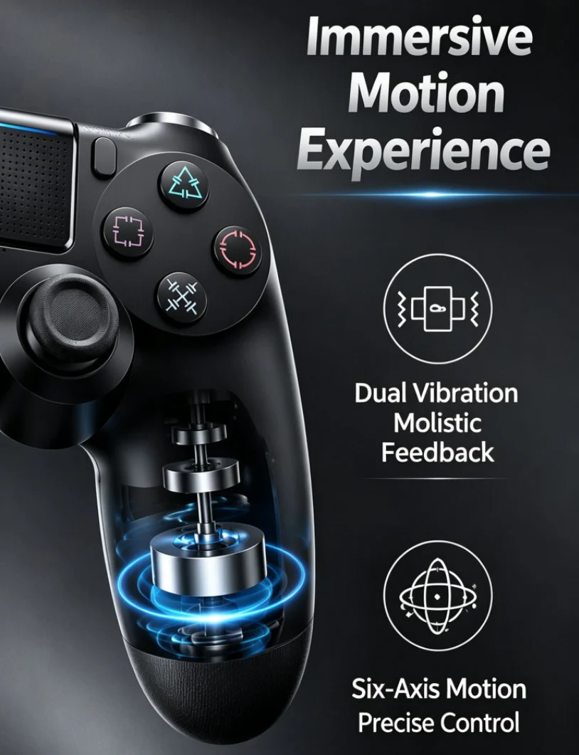 Wireless Bluetooth Controller for PS4 - Dual Motor Six-Axis with Full Vibration