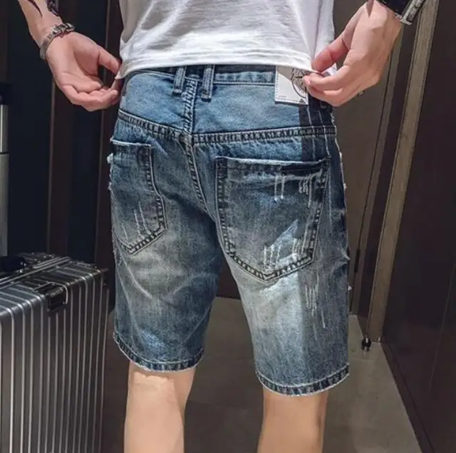 Short Jeans Pants for Men Stripe Gray Man Denim Shorts Harajuku Vintage  Blue Retro Summer Stretch Jorts Sale Luxury Spanx Xl Y2k - AliExpress