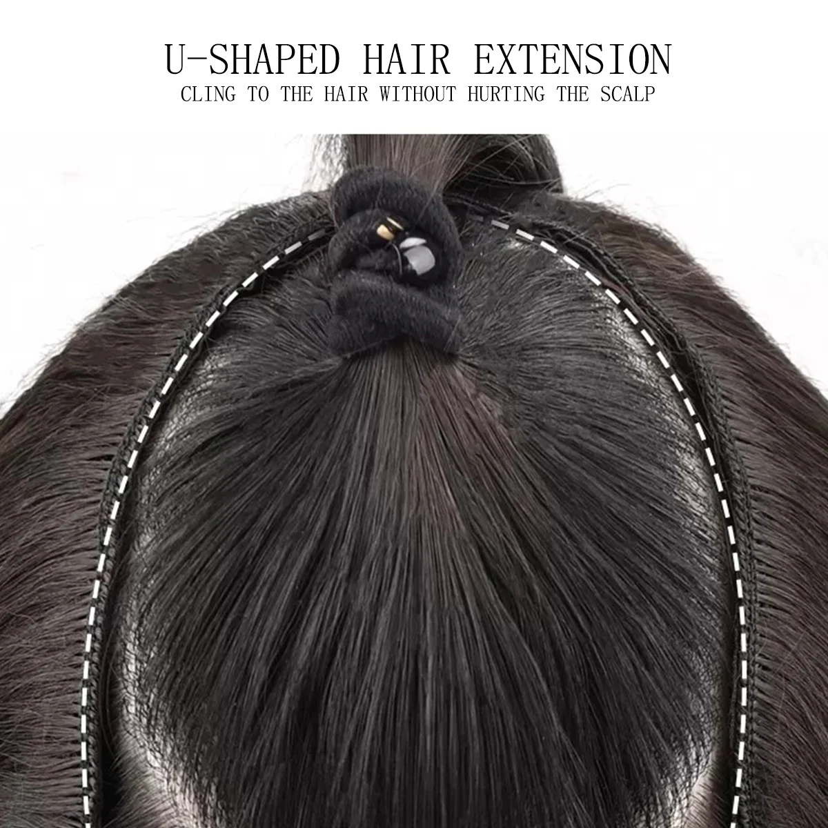 Synthetic wig women's long curly hair one piece seamless invisible hair extension piece V-shaped large wave curly hair wig piece