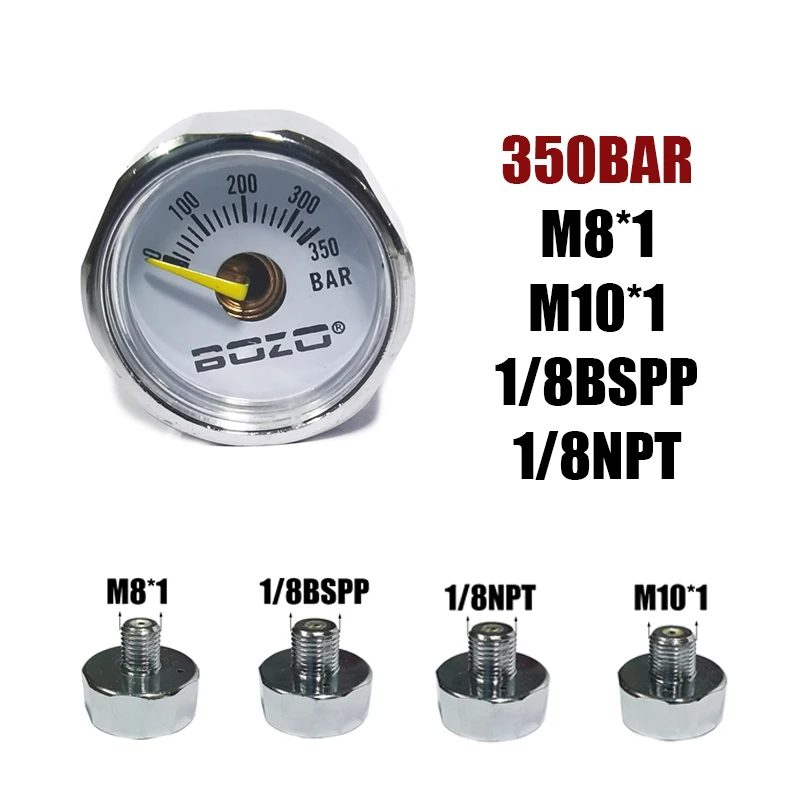 Manometer Mini Micro 25mm/1inch Gage Pressure Gauge Compressed Air Hand Pump Diving HPA Regulator M8*1 M10*1 1/8NPT 1/8BSPP hand pump valve regulator