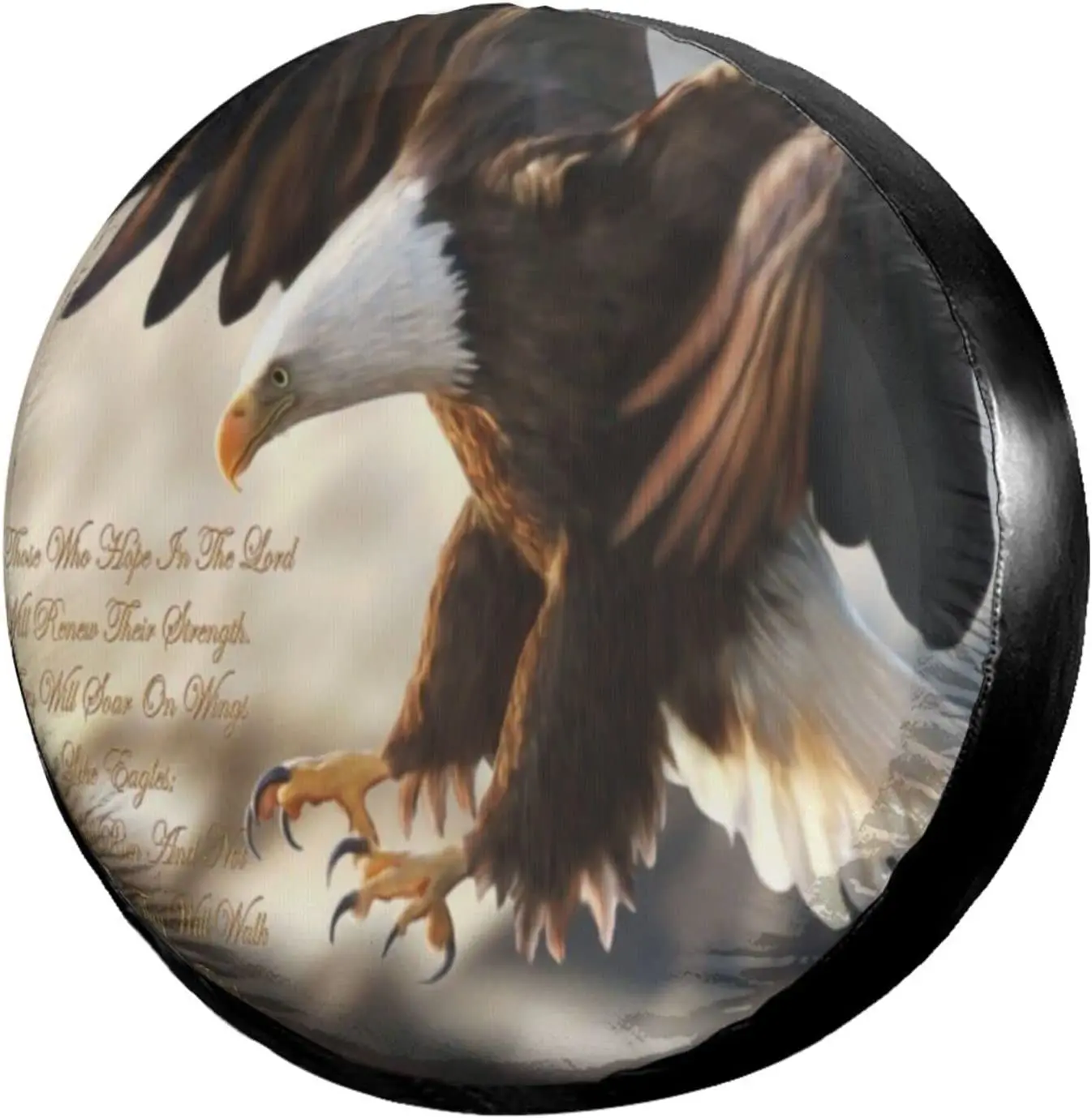 

Religious Bald Eagle Spare Tire Cover Polyester Sunscreen Waterproof Wheel Covers for Trailer RV SUV Truck Many Vehicles
