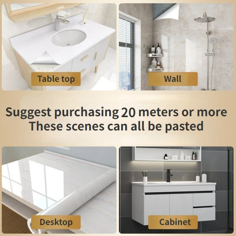 Waterproof Wall Sticker 80cm 10 Meters Roll Oil Proof Bathroom Kitchen Toilet Renovation Home Decoration