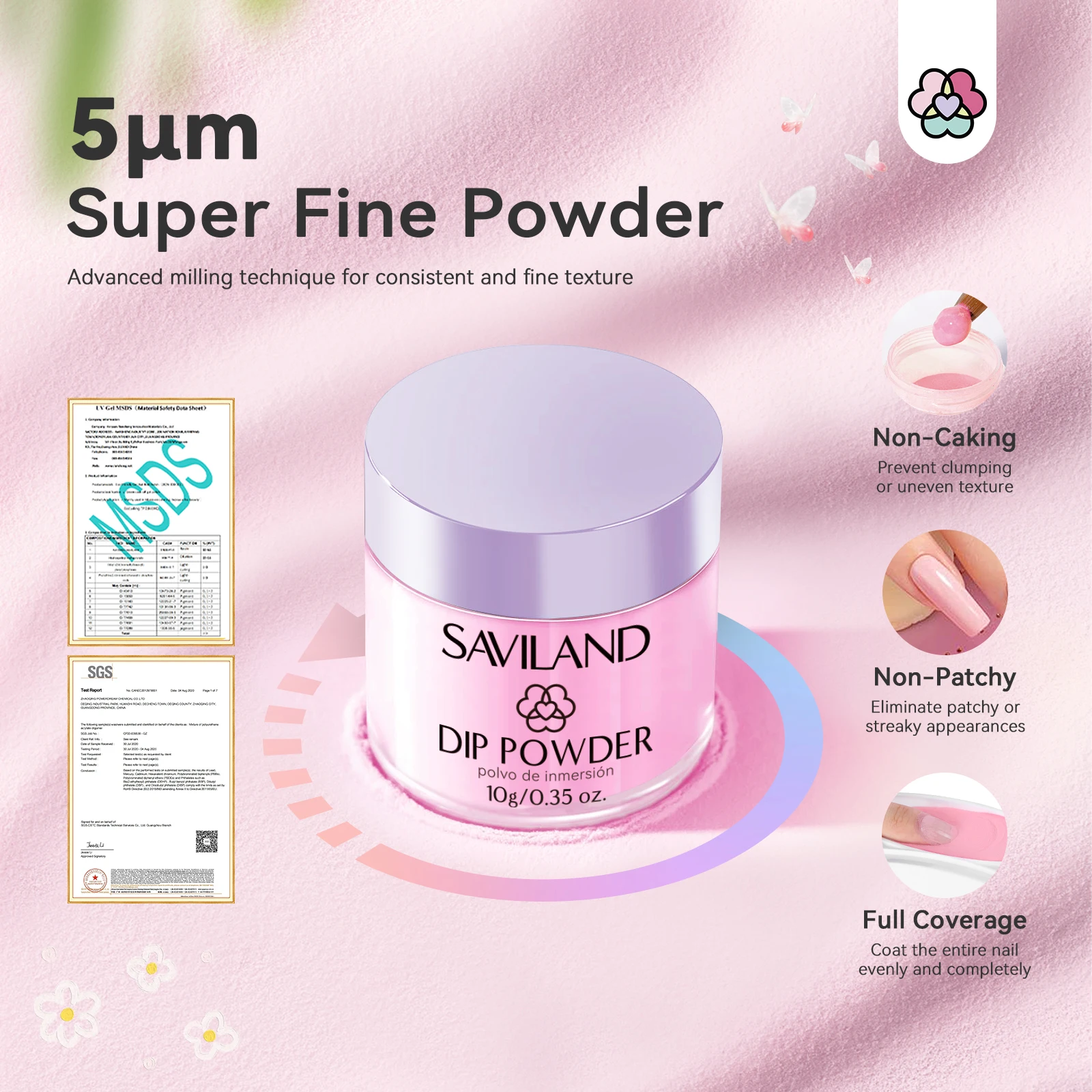 SAVILAND 20 Colors Dipping Nail Powder Kit Summer Dip Nails Powder with Dip Liquid Set Base Top Coat Activator
