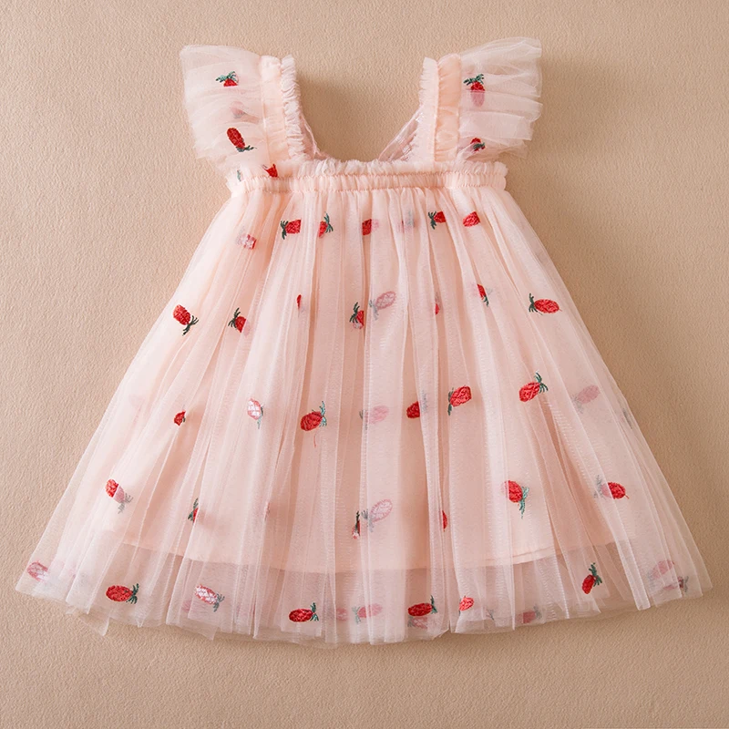 1-5Year Polka-dot Girls Princess Dress For Kids Summer Clothes With Butterfly Wings Birthday Party Gown Children Casual Clothes