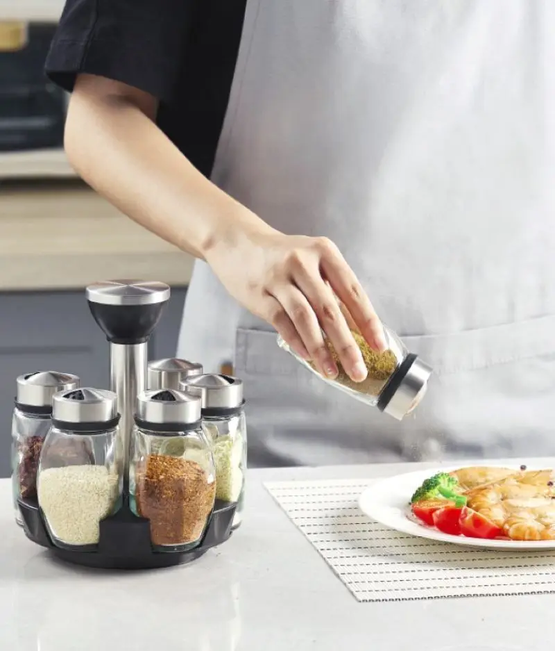 Multi-functional Rotary Seasoning Jar Storage Box Portable Kitchen Seasoning  Glass Bottle Rack Baking Grill Accessories 2023 New - AliExpress