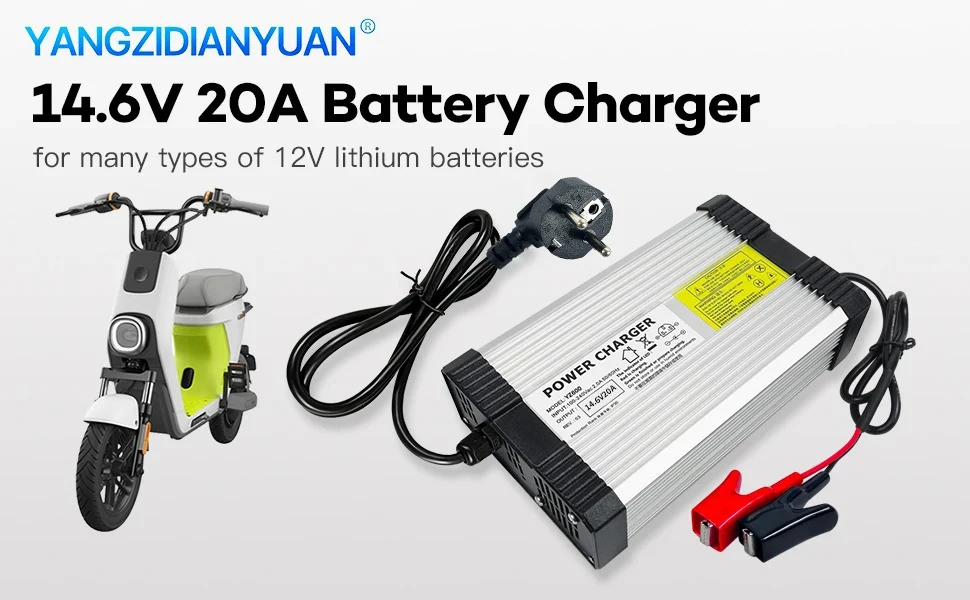 14,6V 20A Ladegerät für 12V Lithium-Batterien mit großem Krokodilklemmen-Anschluss – Intelligentes CC-CV-Ladegerät auf Lager – Detail 3