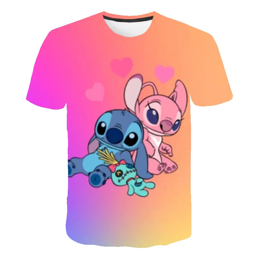 Bambini Ragazzi Ragazze Punto Magliette Estate Manica Corta Bambini Stich Top Tees Cartoon Casual Abbigliamento Per Bambini Ragazzi Disney Stitch T-Sh
