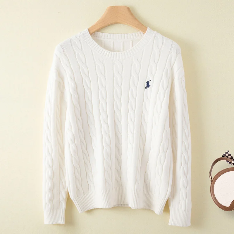 Turtleneck Sweater Couple's embroidered knitted women's cashmere sweater round neck men's pullover long sleeved cashmere sweater