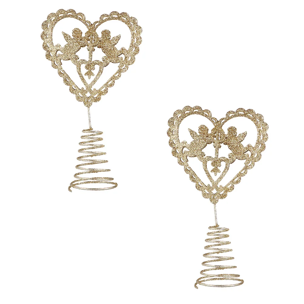 

2 PCS Love Tree Top Star Decor Xmas Decoration Decorate Christmas Wrought Iron Adornment Ornament for