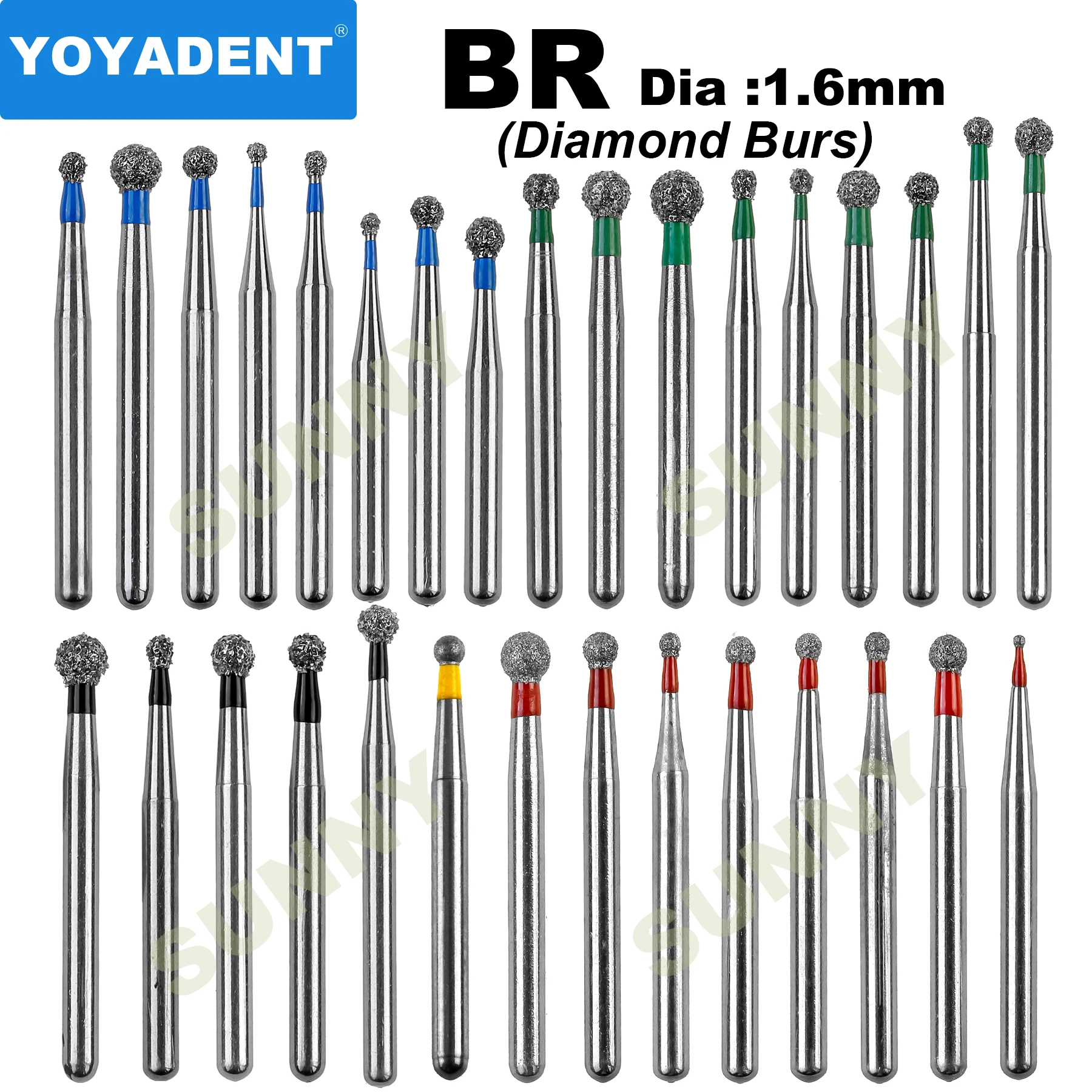 

BR Type 10pcs/Pack Dental Diamond Burs Dentistry Strawberries Dental Burs for High Speed Handpiece Dia.1.6mm Dentist Tools