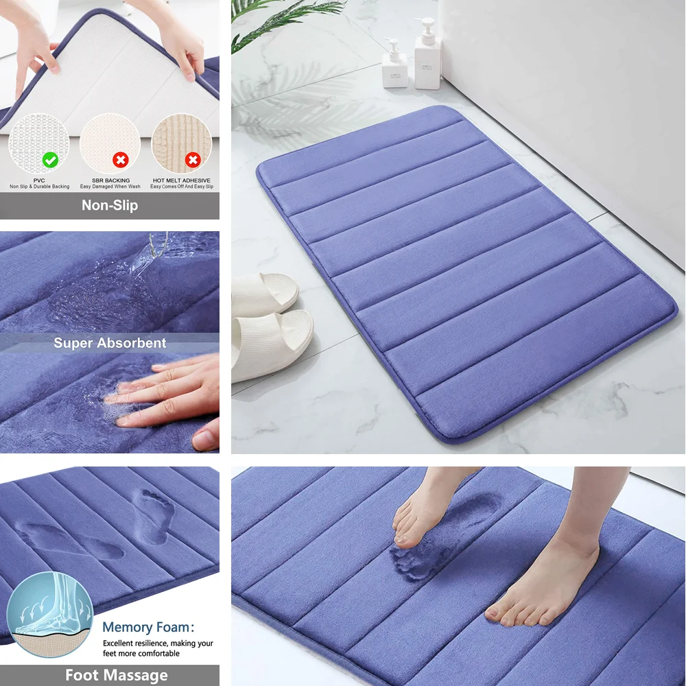 Yeahmart Memory Foam Bath Mat Large Size 40X60cm Soft Comfortable