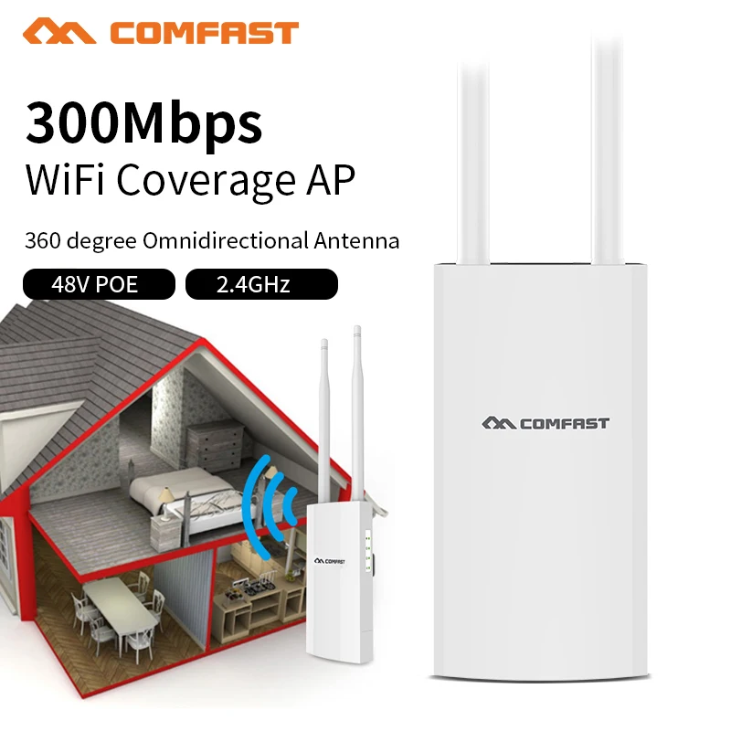 wireless internet signal booster Comfast 300- 1200 Mbps Dual Band Outdoor Wireless AP Router Omnidirectional Coverage Access Point Wifi Base Station Antenna AP best wifi signal amplifier Wireless Routers