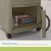 Resin 77 Quart Wicker-Look Outdoor Patio Cooler with Wheels, Hinged Lid, Built-In Storage Basket and Cabinet for Outdoor 4