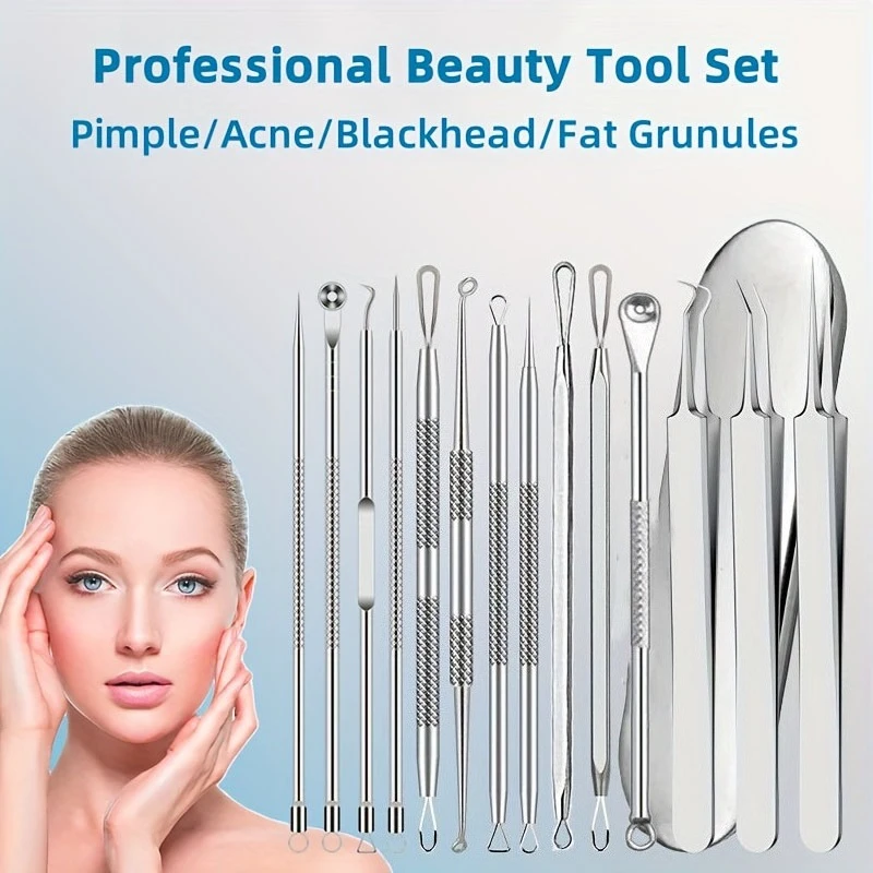 15pcs Facial Cleansing Beauty Tool Set Stainless Steel Pliers Cell Clips,Comedone Extractor,Blackhead and Whitehead Removal Tool 5 15pcs Facial Cleansing Beauty Tool Set Stainless Steel Pliers Cell Clips,Comedone Extractor,Blackhead and Whitehead Removal Tool 5