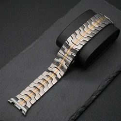 Luxury Stainless Steel Watch Band - Elegant Metal Strap Bracelet - Galaxy 8Classic 46mm (Silver gold)