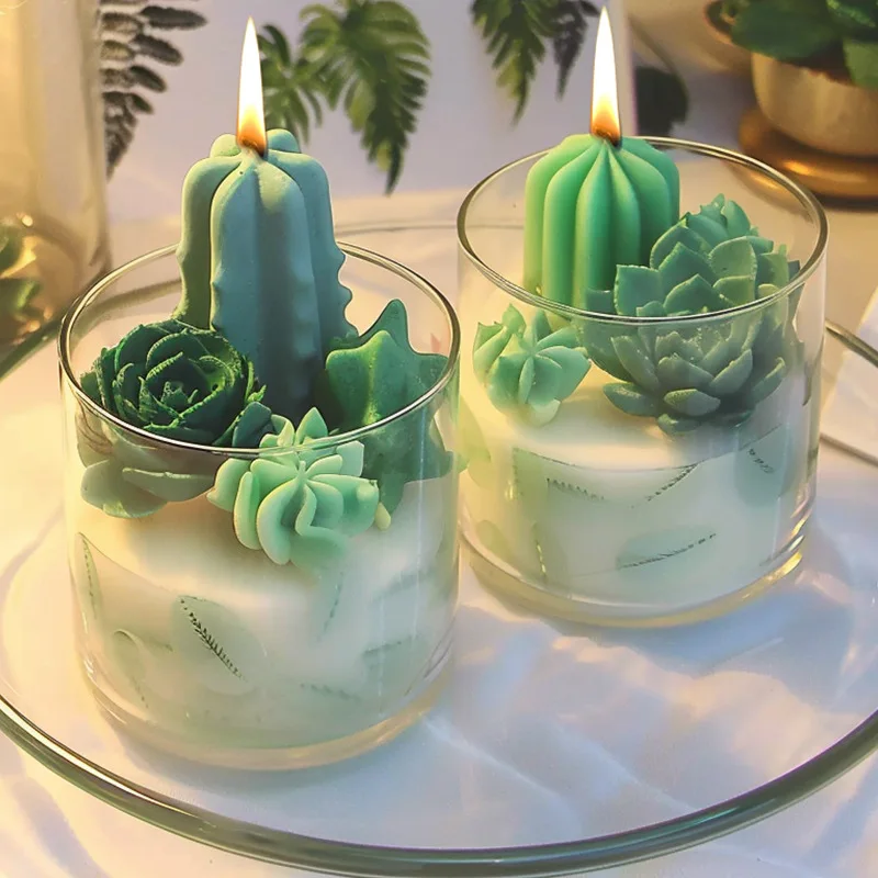3D Cube Candle Silicone Mold Flower Candle Mold Peony Geometric Shape Silicone Mould Resin Cake Molds Decoration