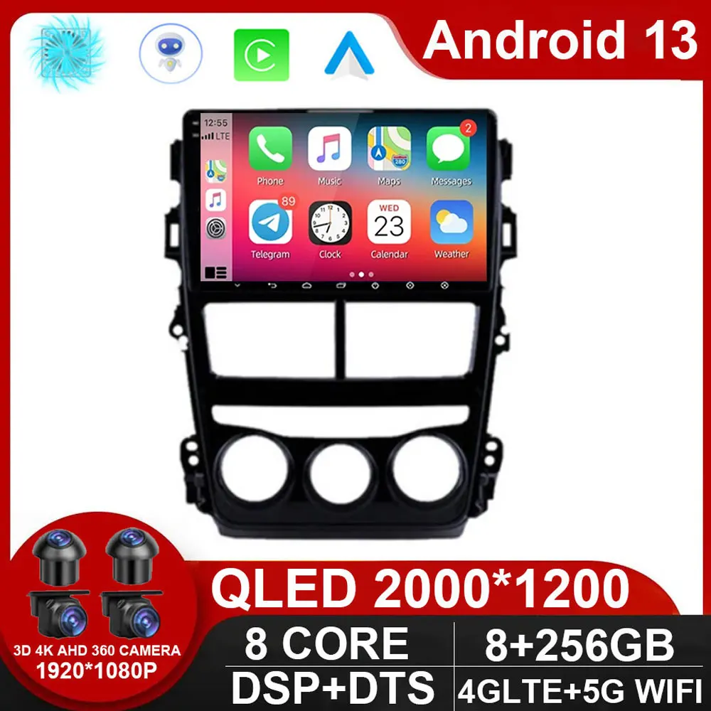 

Android 13 Auto Radio For Toyota Vios Yaris 2018 2019 2020 Navigation GPS Car Multimedia Video Player Stereo 2din Carplay