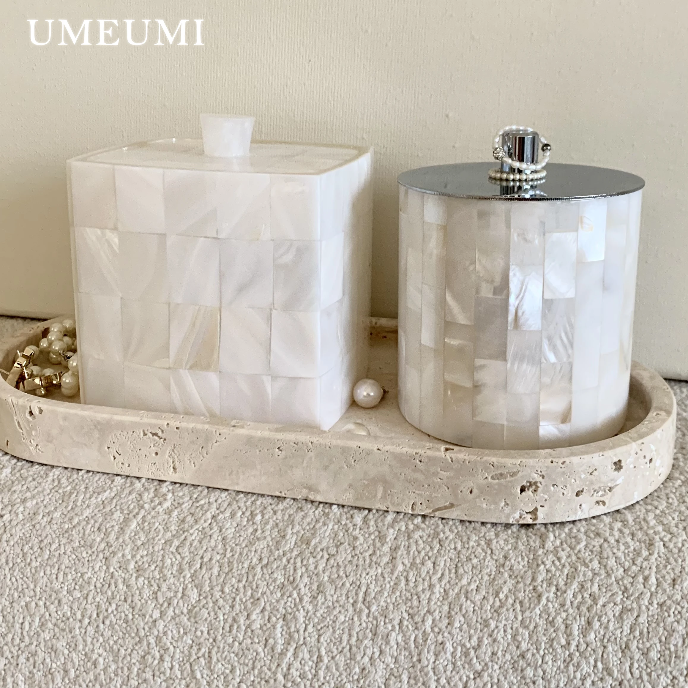 화이트 쉘 쥬얼리 항아리, 뚜껑이 있는 진주 상자의 어머니, 귀걸이 목걸이, 가정 장식, 진주층 상자, 면봉 케이스, 치실