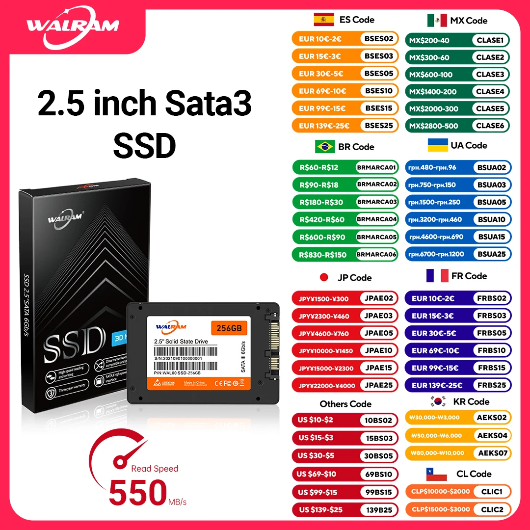 WALRAM SSD 240GB 120GB 480GB hard drive disk 2.5