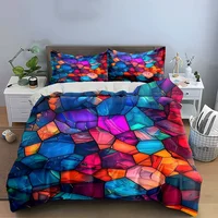 Ensemble d'art abstrait coloré, plusieurs tailles, pour chambre d'enfant et d'adulte, magnifique ensemble de literie 3 pièces, cadeau 3