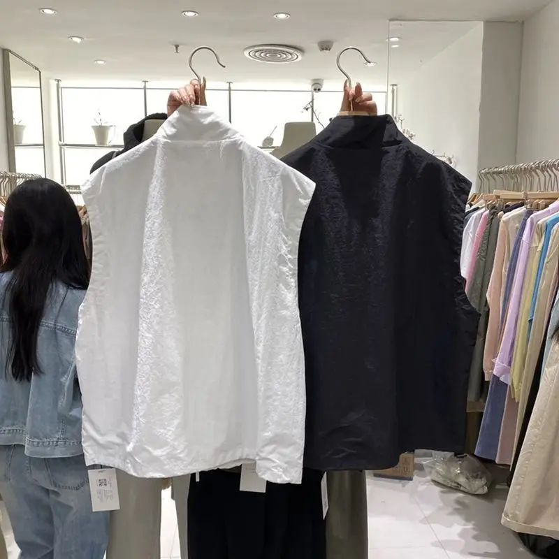 Spring/Summer New Loose Casual Style Boyfriend Feng Shui Wash Woven Hooded Vest  women vest  waistcoat women
