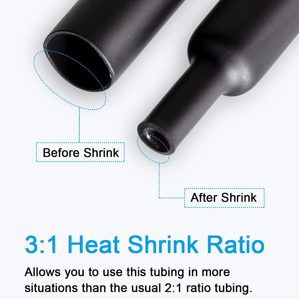 Heat Shrink Tubing Kit 3:1 Ratio Adhesive Lined Marine Grade Shrink Wrap Automotive Industrial Heat Tubing 270 PCS