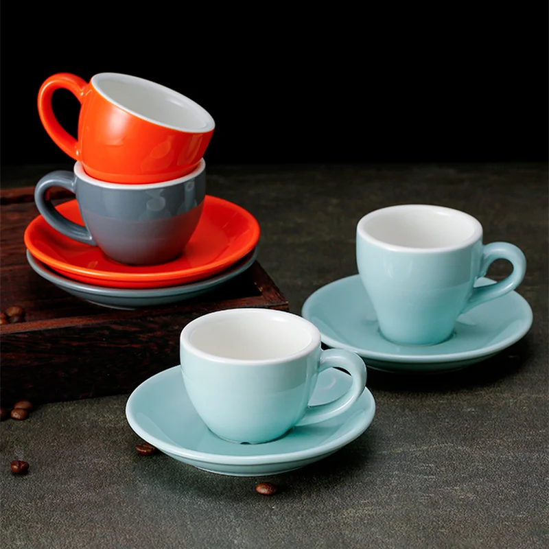 75ml Espresso Cup Thickened Ceramic Coffee Cup and Saucer Small Milk Tea  Cups Tea Mug Office