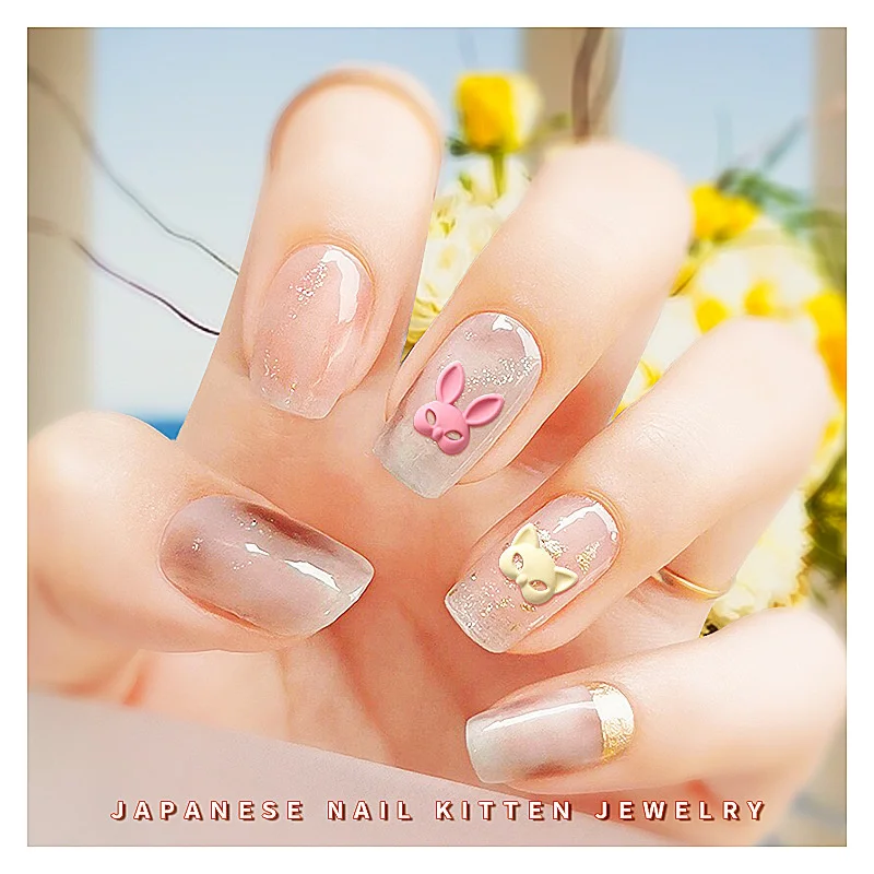 Kawaii Teddy Bear Press on Nails, Almond Short Nails, 3D Nail Art, Nails  With Charms, Spring Nails, Cute Nails, Japanese Nails 