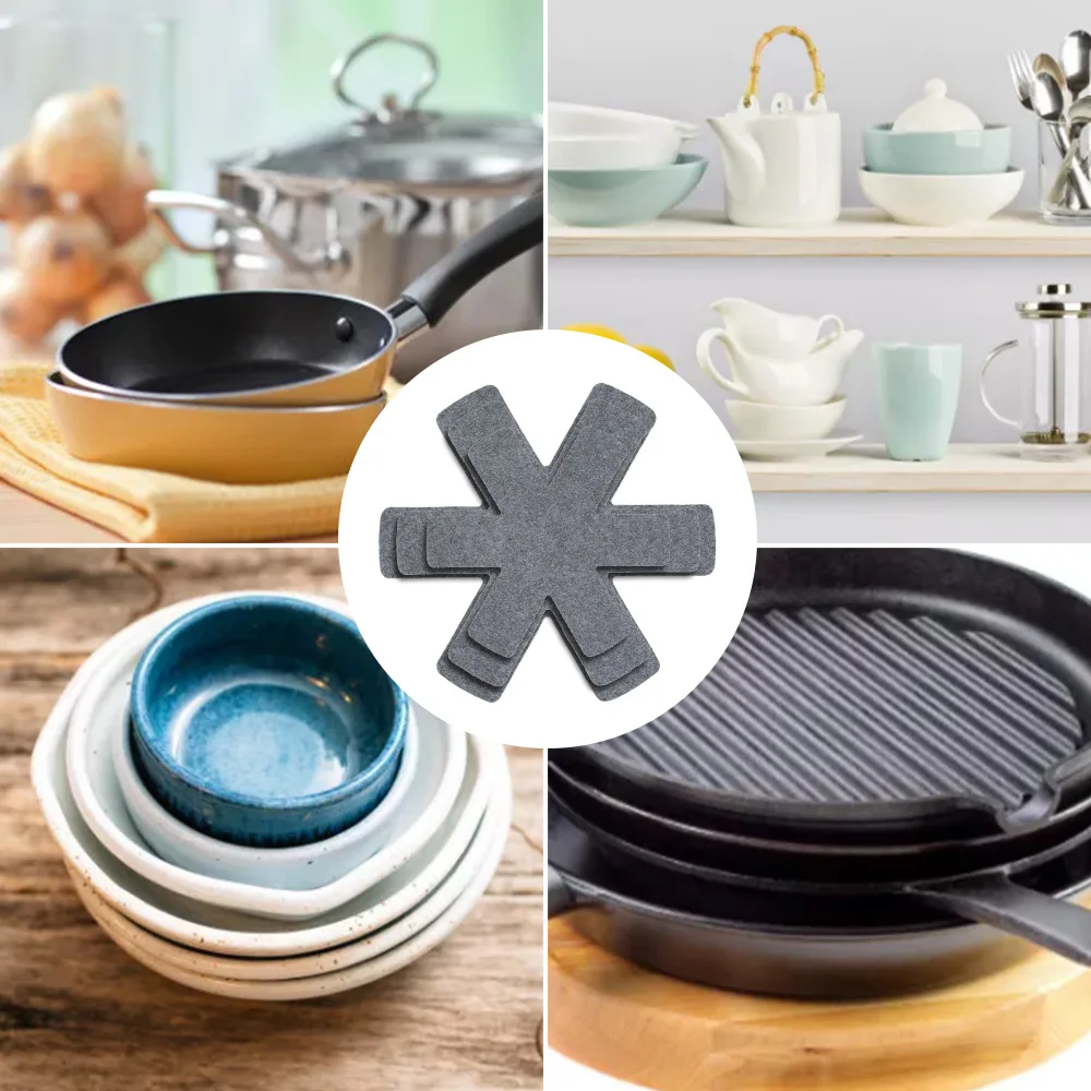 6 Protezioni Per Padelle In Feltro 38 Cm - Antigraffio E Antiscivolo Per Pentole E Ciotole - Proteggi I Tuoi Tegami In Cucina