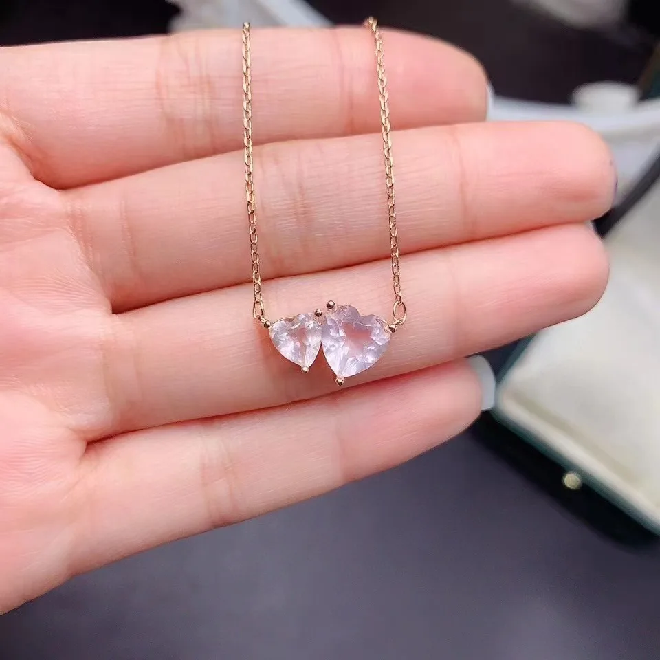 Fs Natural Ross Quartz Collana Con Ciondolo A Forma Di Cuore S925 Sterling Silver Fine Fashion Jewelry Per Donna Meibapj Con Certificato