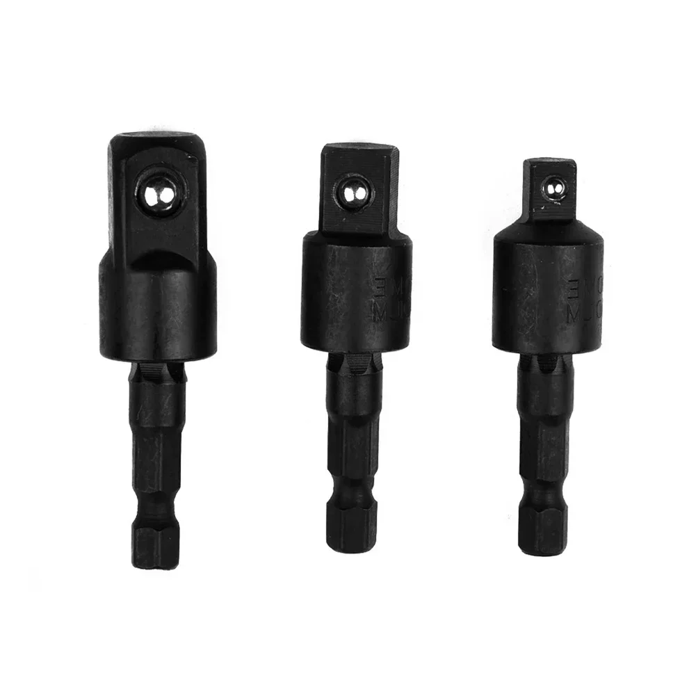3 PCS Electric Drill Socket Adapter 360° Rotatable 1/4 3/8 1/2inch Hex Shank Drill Bits Extension For Impact Driver Power Tools 4