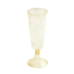 Disposable Clear Plastic Champagne Flutes - Set of 25/50/100, 150ml Toasting Glasses - 50pcs (Gold powder)