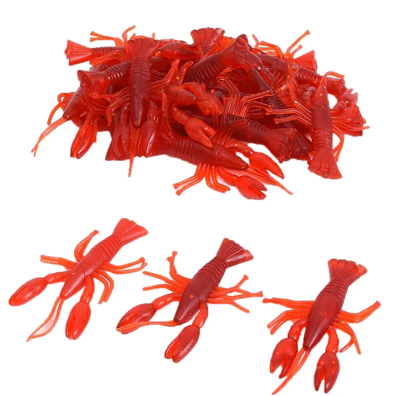 20Pcs/Lot Luminous Soft Shrimp 5cm 1.9g Soft Red Shrimp Lure Artificial  Fishing Lures Baits Noctilucent Fishing Crawfish Lure