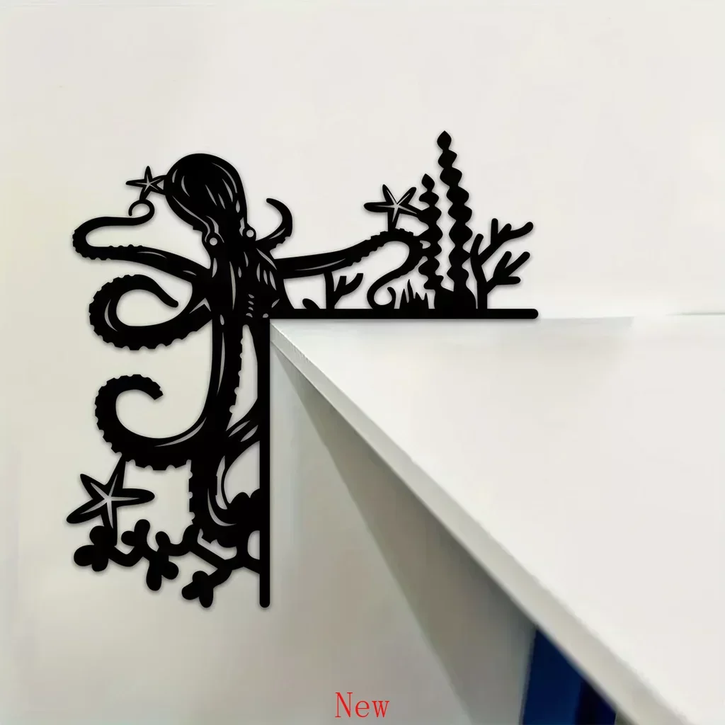 

Promotion Iron Crafts Metal Octopus Home Decorative Wall Stickers Door Corner Decoration Christmas Party Door Hanging Iron Art S
