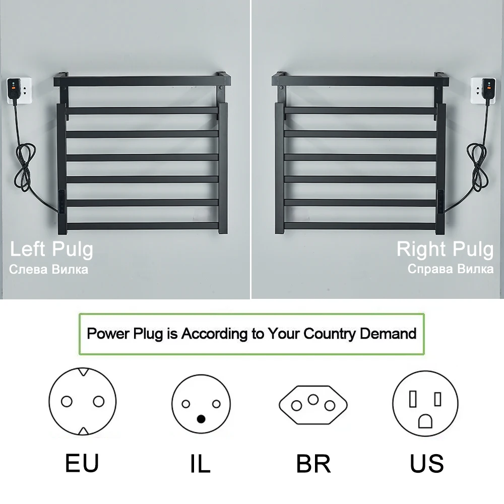 Bathroom Touch Digital Electric Heat Towel Rack Thermostatic Stainless Steel Display Preset Time Waterproof Dryer Holder