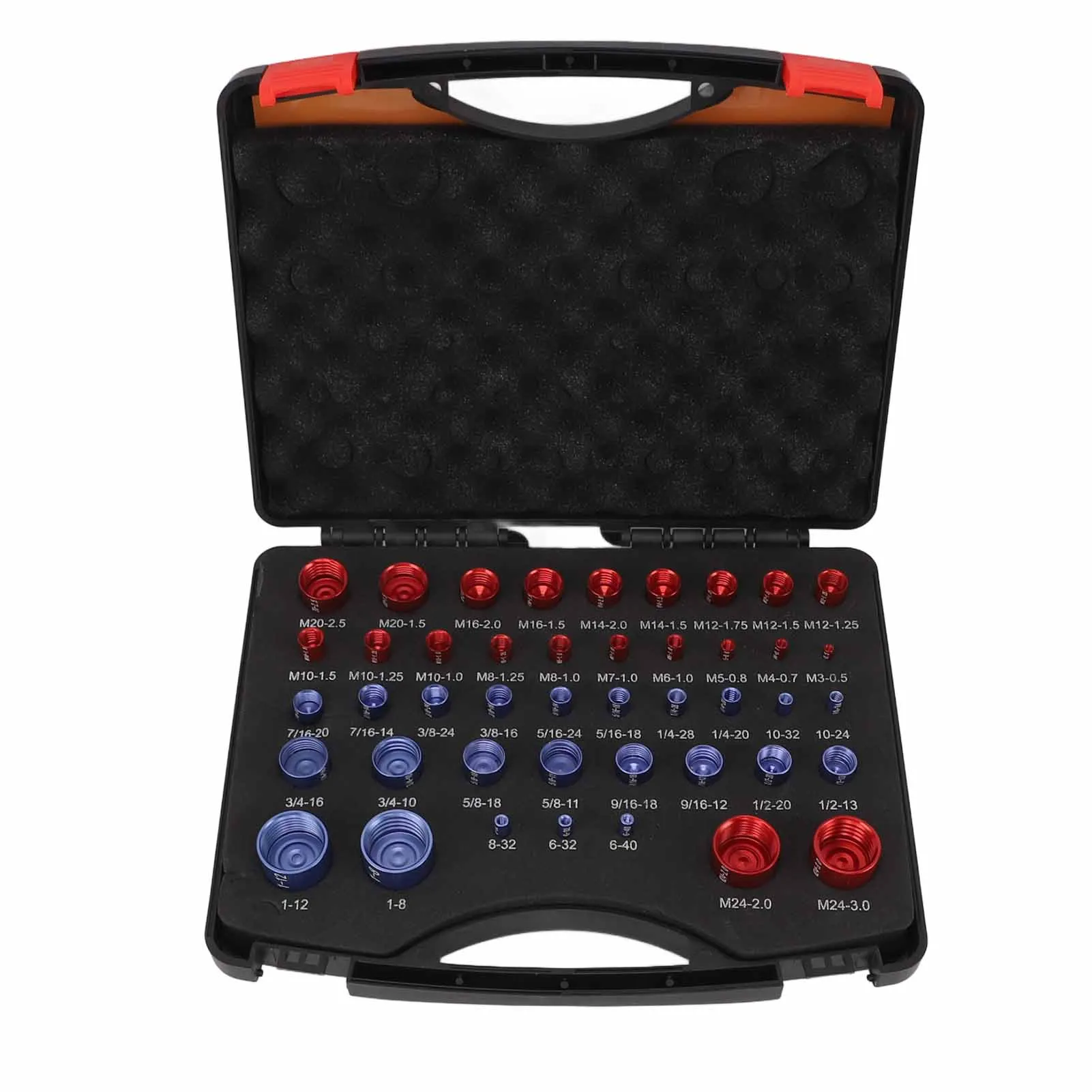 Nut and Bolt Thread Checker Red Blue Nut and Bolt Size Gauge Inch Identifier Gauge Set 44pcs