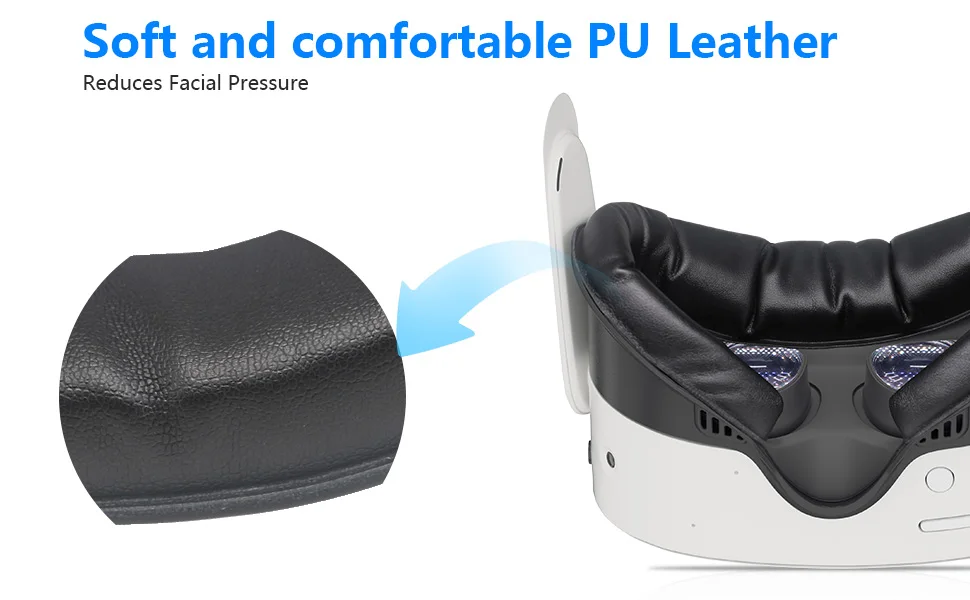 2-Pack Sweat-Proof PU Leather & Ice Silk Cotton VR Face Cushion for Meta Quest 3S (Not Compatible with Quest 3) – Detail 2