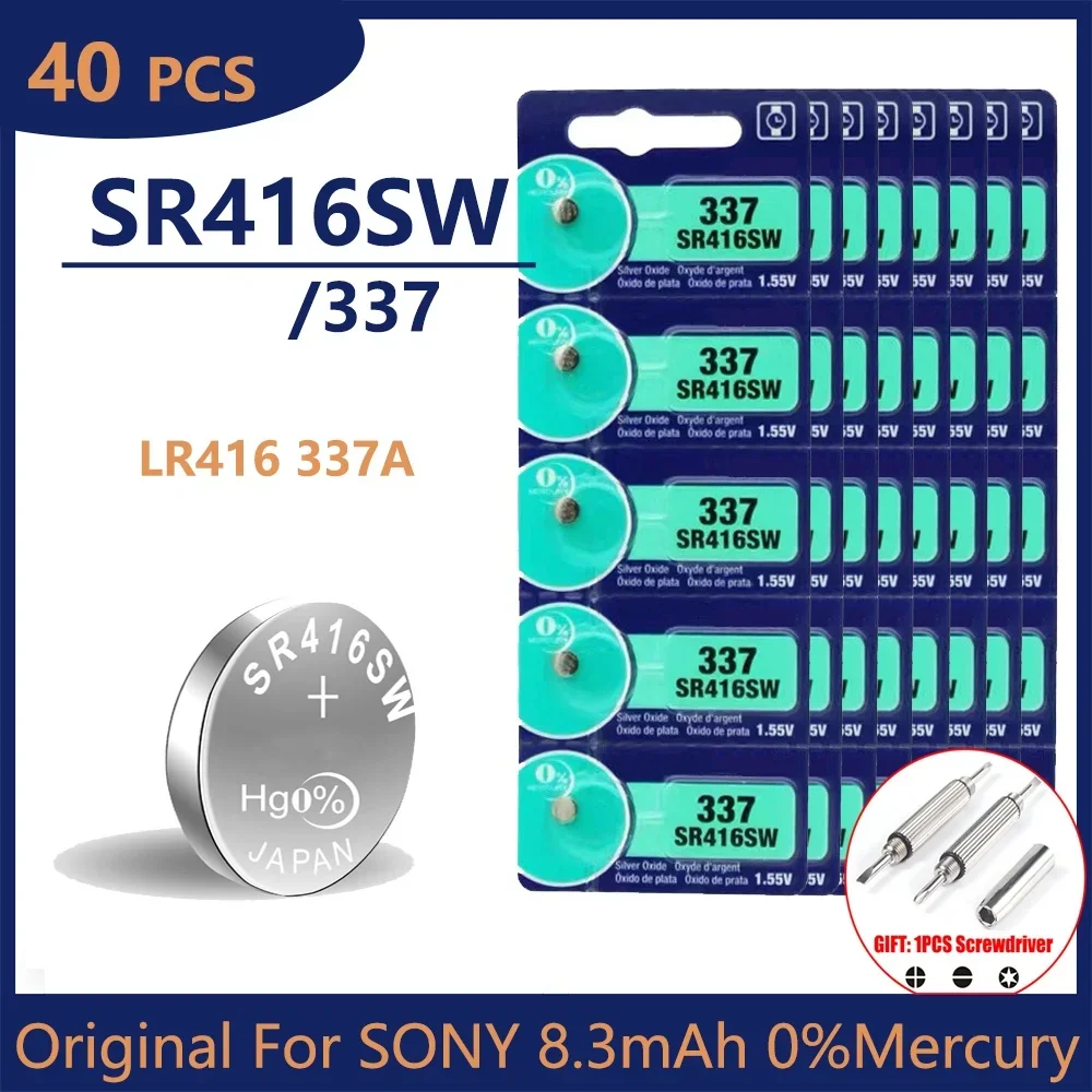 Maxell 337 Pila Batteria Orologio Mercury Free Silver Oxide SR416SW Japan 1.55V - Foto 2