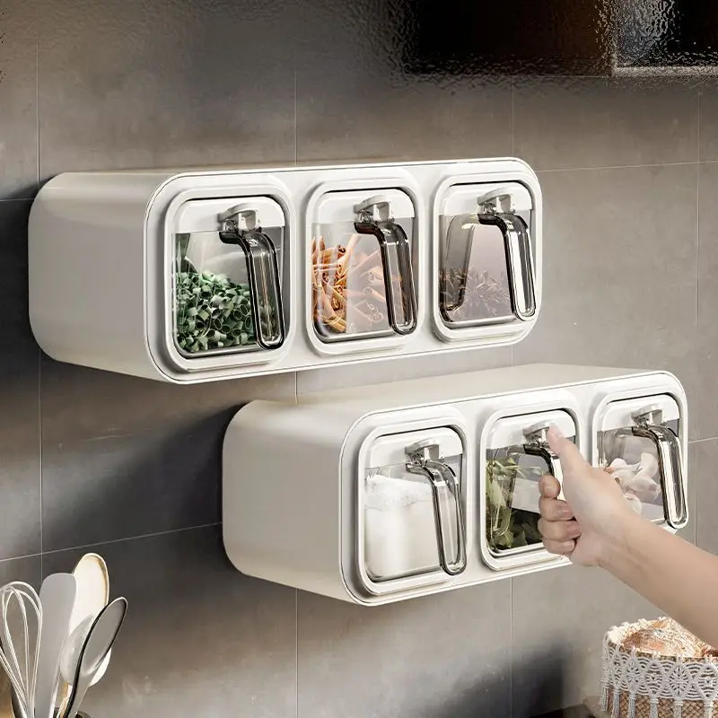 Kitchen household seasoning jar combination set wall-mounted storage salt pepper bottle