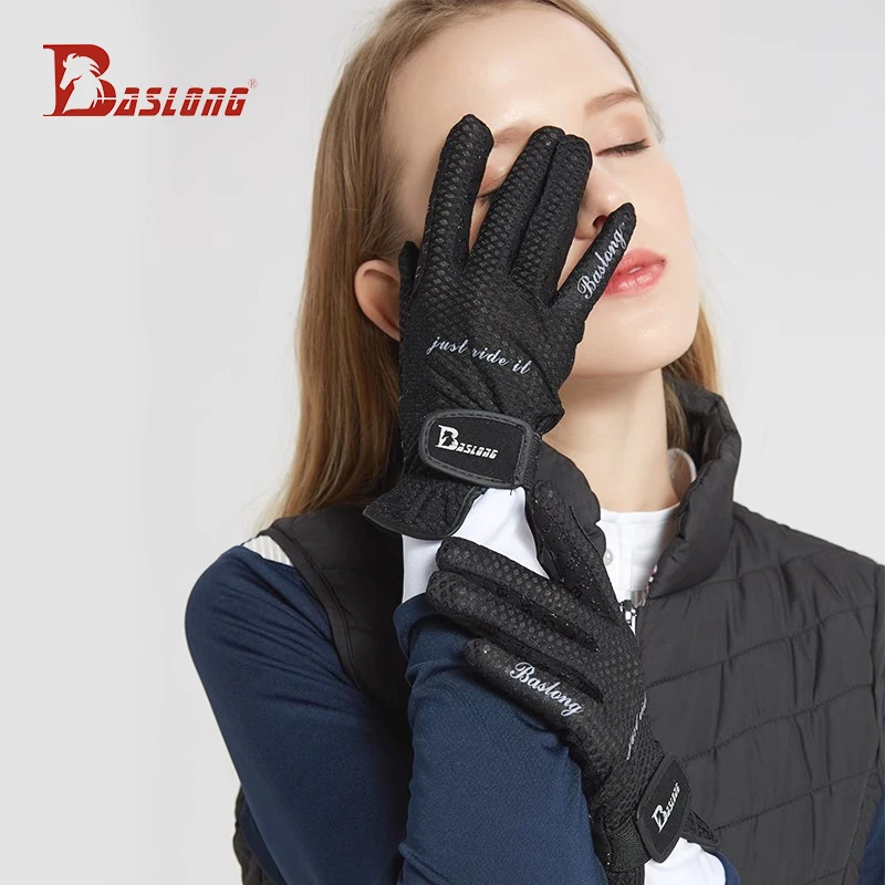 Baslong Equestrian Gloves Men's and Women's Riding Gloves Knight Equipment Hand-Centered Silicone Non-Slip Breathable Equestrian Sports Cycling Harness
