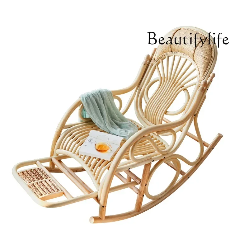 

Modern Household Rattan Rocking Chair Indonesia Real Rattan Balcony Single Leisure Chair Recliner Rattan Chair
