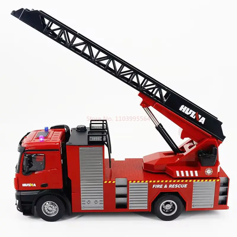 Huina 1:14 Fire Truck Simulation Water Spray Sound Effect Lighting Fire Ladder Multi Functional Engineering Vehicle 5