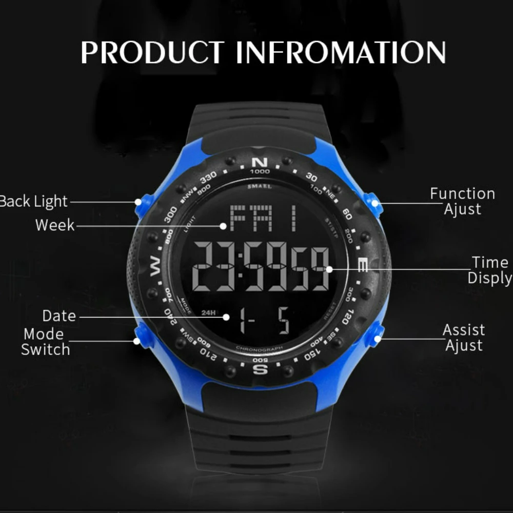 2024 New Multifunctional Sport Watches Fashion Single Display Outdoor Trend Male and Female Students Electronic Watch Relogio