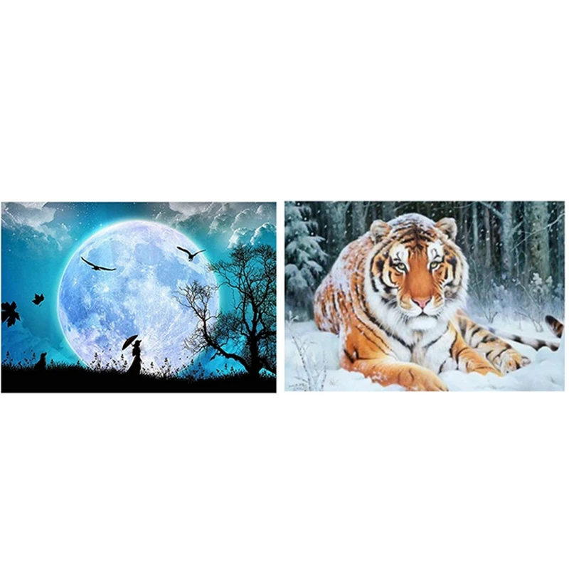 Фото 2 набора 5D алмазная живопись вышивка крестиком украшение для дома Тигры в снегу и
