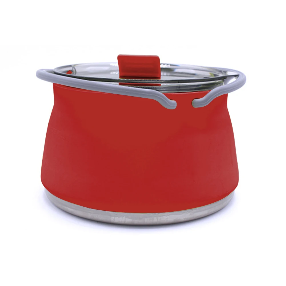 Foldable Water Kettle Portable Camp Tea Pot Compact Collapsible Hot Water Boiler with Ergonomic Handle for Outdoor Campfire Use